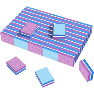 Nagelbufferblokken 100/180 - Geschikt voor gel- en acrylnagels - 50 stuks - Blauw/Paarse