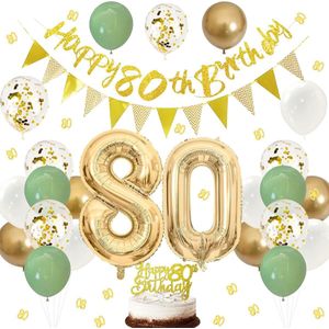 Ballonnen 80e Verjaardag Decoratieset - Feestelijke versiering voor man/vrouw - 15 stuks