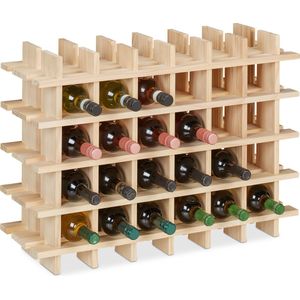 Relaxdays wijnrek voor 24 flessen - houten flessenrek - modulair wijnflessenrek - kelder