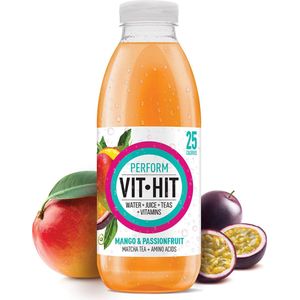 VITHIT Vitaminedrink - Frisdrank - Perform - Laag suikergehalte - Mango + Passievrucht - 12 x 50cl - Voordeelverpakking