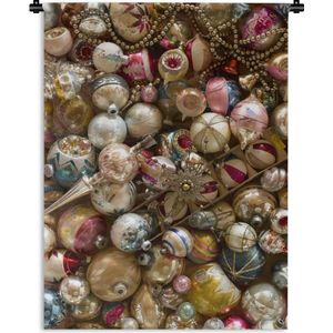 Wandkleed Kerst - Een set vintage kerstornamenten Wandkleed katoen 150x200 cm - Wandtapijt met foto