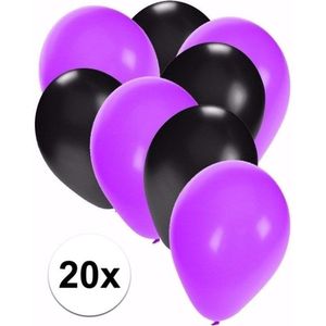 Zwart en paarse Halloween ballonnen 20 stuks