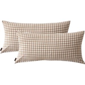 Comfortabele Katoenen Kussenslopen 40 x 80 cm met Ruitdesign en Verborgen Rits