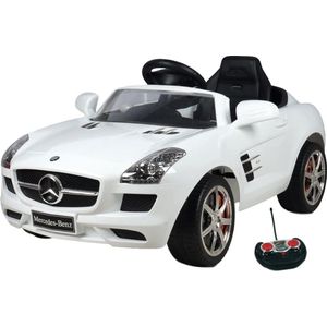 Eco Toys Mercedes SLS Elektrische Kinderauto - Wit - met claxon, muziek en geluid
