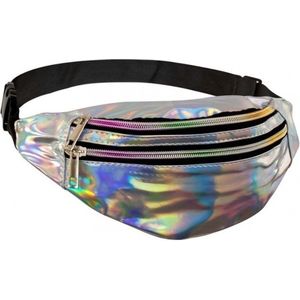 Hip heuptasje/fanny pack/buideltasje holografisch print zilver - Festival/carnaval