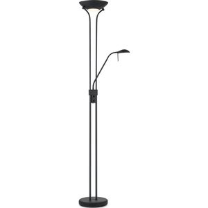Home Sweet Home - Klassieke Vloerlamp - 50 x 50 x 180cm - met R7s+G9 lichtbron - met flexibel leeslicht - dimbaar Hoofdlamp - Zwart - Geschikt voor gebruik in slaapkamers - Met voetschakelaar