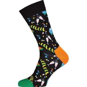 Happy Socks Party Party Sock - unisex sokken - zwart met slingers - Unisex - Maat: 36-40