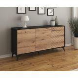 Meubella - Dressoir Dolores - Eiken - Zwart - 154 cm