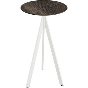 Essentials Infinity Tripod Statafel Wit Frame + Riverwashed Wood HPL 70 cm - 140051470 - Horeca & Professioneel