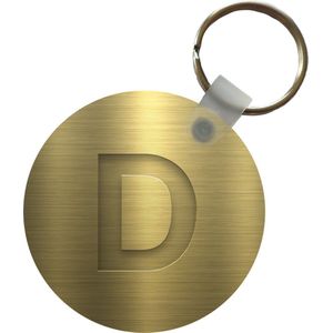 Sleutelhanger - Een illustratie van een gouden letter D - Plastic - Rond - Uitdeelcadeautjes