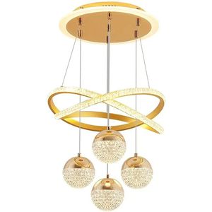 4 Bollen Hanglamp - Luxe Hanglamp Woonkamer - 3 Kleuren - Goud - Moderne lamp - 42 cm - Kroonluchter