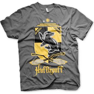 Harry Potter Heren Tshirt -L- Hufflepuff Grijs