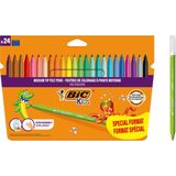 BIC Kids - Kid Couleur viltstiften - Ultra- afwasbaar - Stiften in diverse kleuren - 2.8mm punt - 24 stuks