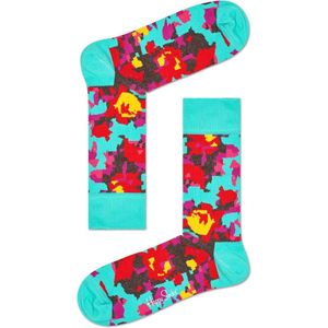 Happy Socks Abstract Flower Sokken - Turkooise/Rood - Maat 41-46