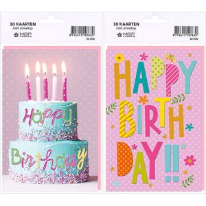 MGPcards - 10x dubbele wenskaart met envelop - Verjaardag - Happy Birthday