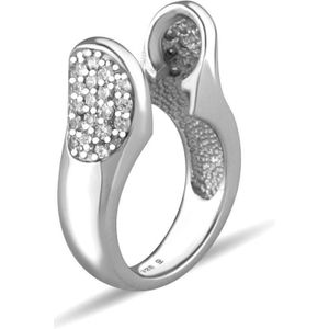 Quiges - 925 Zilver Eligo Ring  Geknepen met Zirkonia voor verwisselbaar 12 mm Bolletje - Maat 16 - NER01716