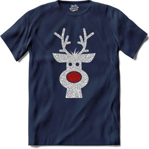 Kerst rendier buddy glitter - T-Shirt - Heren - Navy Blue - Maat 4XL