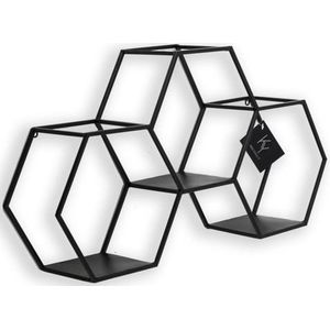 Wandrek Hexagon Zwart metaal 65 x 13 x 33 cm