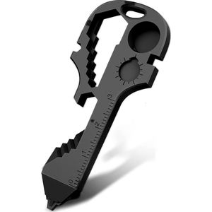 24-in-1 Klein Multitool Survival Sleutelhanger met Karabijnhaak - Gereedschap voor Fietsreparatie met Carabiner, Bieropener, Sleutelring - Fiets Accessoires reparatieset - Keychain Gadget - Multi Tool Flesopener - Zwart
