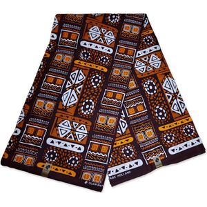 Cotton Fabric | 6 Yards | African Bogolan ''Mudcloth'' Inspired Print 100% Cotton Fabric