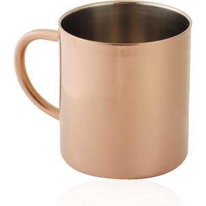 Roestvrijstalen koffiemok 13oz/400ml met handvat geïsoleerd anti-brandwonden voor op reis camping (Rose goud)