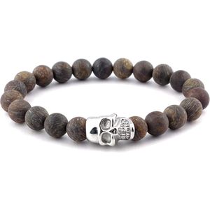 Steel & Barnett Stones Skull Armband - matt bronzite