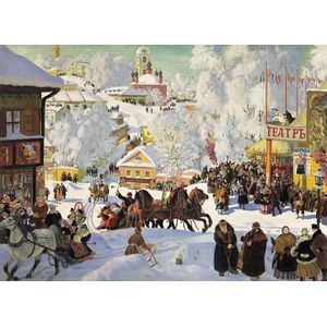 Boris Kustodiev  - Winter landschap, Maslenitsa  (1000 stukjes, kunst puzzel)