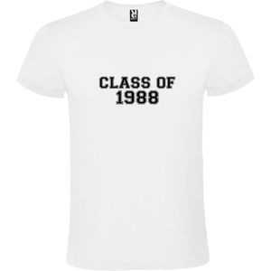 Wit T-Shirt met “Class of 1988 “ Afbeelding Zwart Size 5XL