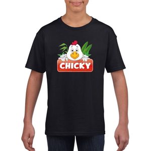 Chicky de kip t-shirt zwart voor kinderen - unisex - kippen shirt - kinderkleding / kleding 158/164
