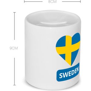 Akyol - sweden vlag hartje Spaarpot - Zweden - reizigers - toerist - verjaardagscadeau - souvenir - vakantie - 350 ML inhoud