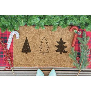 Christmas Trees | 60x40 cm | Nieuwe huis cadeau | Ingangsmat | Deurmat met stijl | Verhuizing cadeau | Praktisch & trendy | Perfect voor binnenkomst | Cadeau voor nieuwe woning