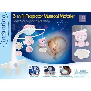 Infantino - Roze  - Bed mobiel, Box activity en Nachtlampje(met muziek)