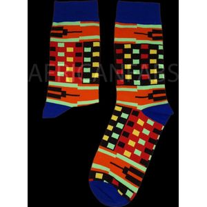 Afrikaanse sokken / Afro sokken / Kente sokken - Blauwe multicolor - Afrika print kousen / Vrolijke sokken