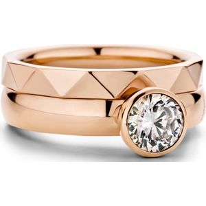 Jonline Schitterende 14K Rosé Ring met Zirkonia Steen inclusief aanschuifring 17.25 mm. (maat 54)