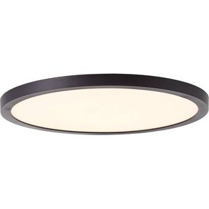 Lindby - LED plafondlamp - 1licht - Kunststof, acryl - H: 2.1 cm - mat zwart, wit - Inclusief lichtbron