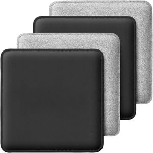 Omkeerbaar Zitkussen Rechthoekig van Vilt en Kunstleer - Set van 4 - 35 x 35 cm - Lichtgrijs-Zwart