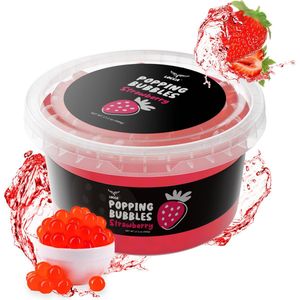 Locca - Bubble Tea - Bubble Tea Parels - Popping Boba Pearls - Popping Fruitparels - Premium Boba Popping Pearls met echt vruchtensap - Popping Bubbles - Instant Tapioca Pearls voor Bubble Tea Kit - 1 Pack - Aardbei - 490 gr