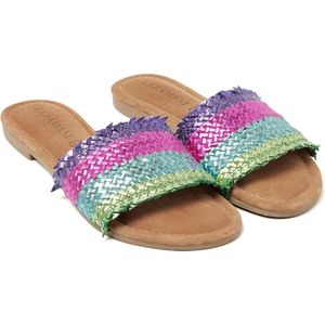 Lazamani Chloe Leren Dames Slippers Blue Maat 38