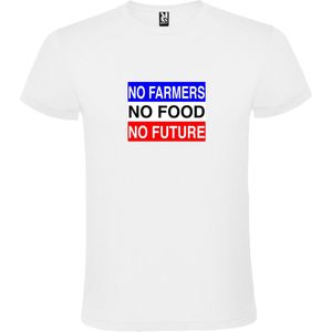Wit Polyester T shirt met print van ""No Farmer No Food No Future"" print Blauw Wit Rood size XS