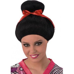 Carnival Toys Pruik Geisha Dames Polyester Zwart One-size