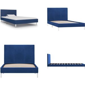 vidaXL Bedframe stof blauw 90x200 cm - Bedframe - Bedframes - Bed - Bedden