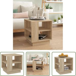 The Living Store Banktafel - Sonoma Eiken - 40x40x43 cm - 2 Schappen