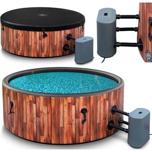 COIL Bains een remous, Tuin SPA, opblaasbare buiten-SPA - 6 personen, houtlook, duurzaam DWF-materiaal, snel opblaasbaar, wellness-hydromassage, Teak