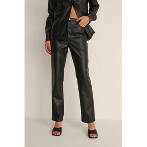 NA-KD Straight Fit PU Dames Jeans – Maat EU 34