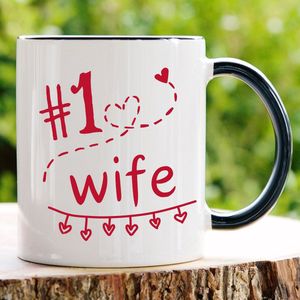 1# Wife mok - Valentijn cadeautje voor hem - Valentijn cadeautje voor haar - Valentijnsdag - Verjaardag cadeau - Cadeau voor man - Cadeau voor vrouw - Grappige cadeaus - Mokken - Theeglazen - Koffiebeker