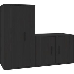 vidaXL-2-delige-Tv-meubelset-bewerkt-hout-zwart