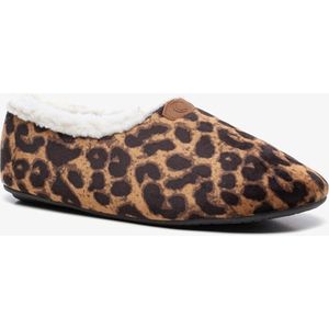 Thu!s gevoerde dames pantoffels met luipaardprint - Bruin - Sloffen - Maat 42