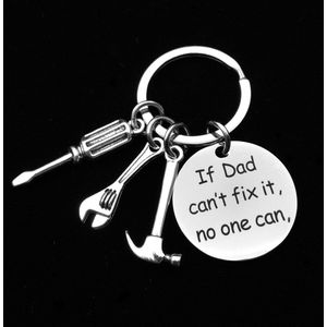 Gereedschap Sleutelhanger - Tekst 'If Dad can't fix it, no one can' - Leuk voor Vaderdag / Papa - Keychain Sleutel Hanger Cadeau - Auto Accessoires