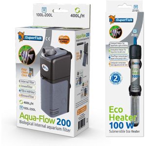 SuperFish Aquariumfilter - AquaFlow Dual Action 200 + eco heater 100w