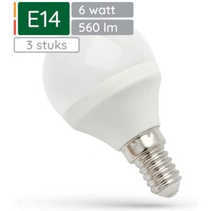 Spectrum LED Kogellamp E14 6W - 230V - 560 Lumen - 6000K Koud wit - Helder daglicht - Energiezuinig - 3 stuks